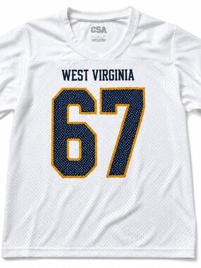 CSA West Virginia Number 67 White Mesh Jersey